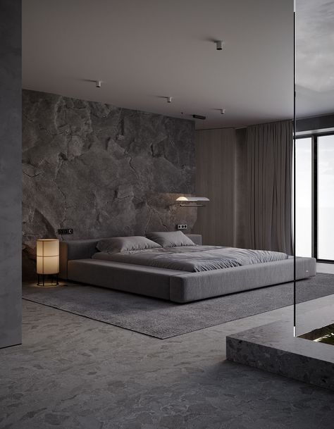 Restful Grey Home Interior With Warm Lighting Park Avenue Apartment, Ideas Room, Grey Bedroom, Modern Houses Interior, Grey Flooring, Loft Design, Best Interior Design, Luxurious Bedrooms, Interior Design Styles