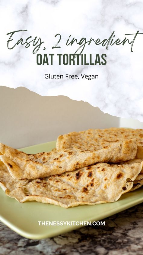 Oat Tortillas, Oat Flour Recipes, Healthy Tortilla, Gluten Free Wraps, Gluten Free Tortillas, Two Ingredient, Tortilla Recipe, Vegan Bread, Losing 40 Pounds