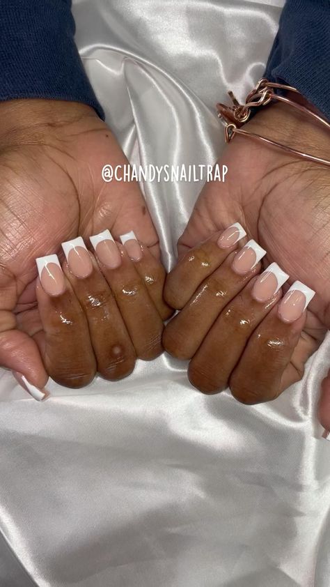 Nail Knowledge, Short French Tip, Short French Tip Nails, Nail Vibes, Coffin Nails Ombre, Nails Size, Hard Gel Nails, Short French, Cute Short Nails