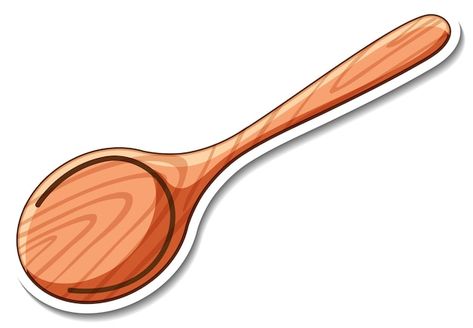 Sticker design with wooden spoon kitchen... | Free Vector #Freepik #freevector #cartoon-frame #wood-sign #background-eps #cartoon-banner Spoon Cartoon, Wooden Spoon Drawing, Cartoon Kitchen Tools, Spoon Drawing, Wooden Soup Spoon, Ramen Spoon Wooden, Wooden Cooking Spoon Set, Wooden Ladle, Kitchen Spoon