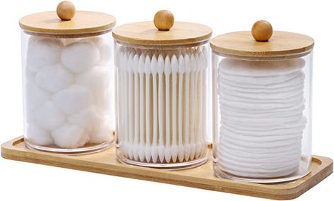 Bathroom Jars, Bathroom Containers, Bathroom Canisters, Make Up Remover, Rv Parts And Accessories, Storage Canisters, Cotton Swab, Desktop Storage, Vanity Tray