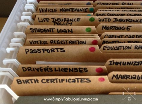 How often are you digging and searching for important documents?  Such as birth certificates, mortgage loans, auto insurance polices or other documents that are needed from time to time?  Stop the wasted time of searching with this simple way to create an organized personal reference file system. We found these east to follow step by … Married Life Organization, Koti Diy, Diy Organizer, Organization Station, College Organization, Personal Organizer, Organize Your Life, Office Organization, Life Organization