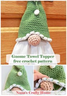 Do you love Gnomes?  This Gnome Towel Topper is absolutely adorable, works up quickly and is a free crochet pattern!  Perfect for gift giving or for craft shows year round!  Make in different colors for year round gift giving to the gnome lover in your life!  #nanascraftyhome #christmas2019 #crochetchristmas #gnomes #crochetgnomes #crochetkitchen Gnome Towel Topper, Crochet Towel Topper, Crochet Kitchen Towels, Crochet Gnome, Crochet Towel, Easter Crochet Patterns, Crochet Kitchen, Fun Crochet, Holiday Crochet