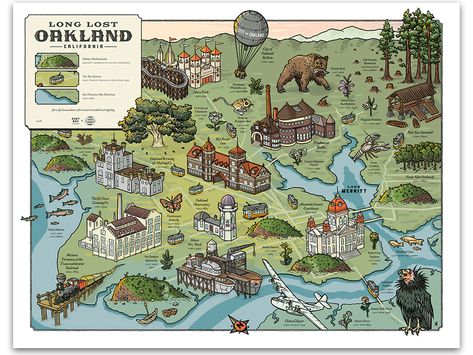 Oakland City, Contra Costa County, Old Key, Grand Lake, Topo Map, Oakland California, History Projects, East Bay, Illustrated Map