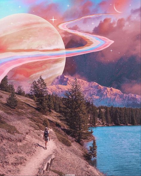 Planet Aesthetic, Surreal Collage Art, Aesthetic Profile Picture Cartoon Soft, Collage Landscape, Soul Collage, Diy Photo Book, Dream Images, Digital Collage Art, Surreal Collage