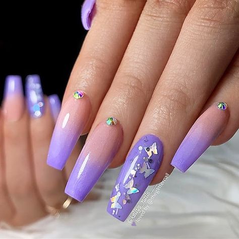 TheGlitterNail 🎀 Get inspired! (@theglitternail) • Instagram-fényképek és -videók Glitter Butterflies, Long Coffin Nails, Purple Ombre Nails, Unghie Nail Art, Purple Acrylic Nails, Bridal Nail Art, Coffin Nails Long, Ballerina Nails, Summer Acrylic Nails