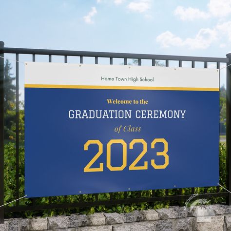 "Add a custom vinyl banner to any event or party, look no further than our heavy duty vinyl graduation banner. Made with a highly durable 15oz block-out scrim vinyl material, this personalized banner is as gorgeous on the wall as they are hardwearing and are great for a congratulations banner, graduation sign school banner, or business banner. So many ideas! All banners come with a trimmed edge, include brass grommets every 2-3 feet for easy hanging, and four white hanging ropes included. You can choose from horizontal or vertical orientation. Full-color printing with a matte finish. These custom banners are made using water-resistant vinyl and eco-friendly water-resistant inks for indoor and outdoor use. The latest printing techniques provide bright and crisp colors matching your craziest Congratulations Banner, Banner Graduation, Team Banner, Customizable Shirts, Graduation Signs, Custom Banner, School Banner, Graduation Banner, Personalized Banners