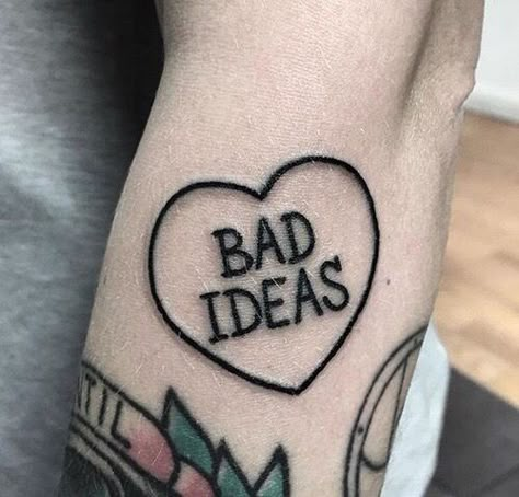 Bad ideas tattoo Minimalist Tattoo Meaning, Tatuaje A Color, Instagram Tattoo, Sternum Tattoo, Poke Tattoo, Home Tattoo, Dope Tattoos, Foot Tattoos, Popular Tattoos