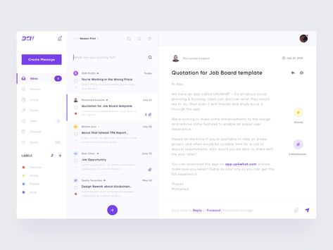 📮Email Client Dashboard by CJ__Alex for DCU on Dribbble Email Notification Design, Dashboard Interface, Web Dashboard, Wireframe Design, Flat Ui, Email Client, Ui Design Website, Business Website Design, Dashboard Ui