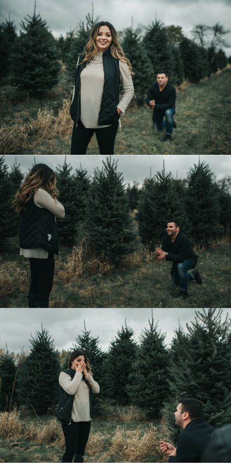 Farm Proposal Ideas, Farm Proposal, Surprise Engagement Photos, Surprise Proposal Pictures, Cute Proposal Ideas, Proposal Photoshoot, Christmas Proposal, Proposal Pictures, Couple Engagement Pictures