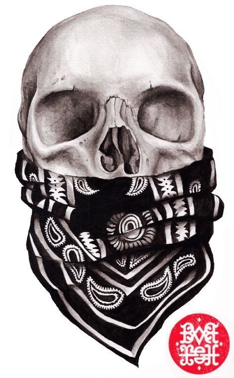 Skull Bandana Tattoo, Skull With Bandana, Bandana Tattoo, Skull Bandana, Badass Skulls, Key Tattoos, Prison Tattoos, Watercolor Tattoo Flower, Tattoo Skull