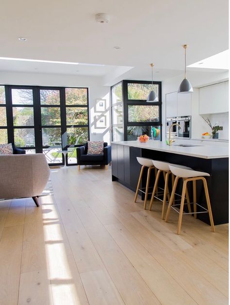 Light Wood Floors Kitchen, Modern Hardwood Floors, Wood Kitchen Modern, Wood Floors Kitchen, Dark Wood Kitchen, Hardwood Floor Colors, Dark Wood Kitchens, Wood Floor Kitchen, Light Wood Floors