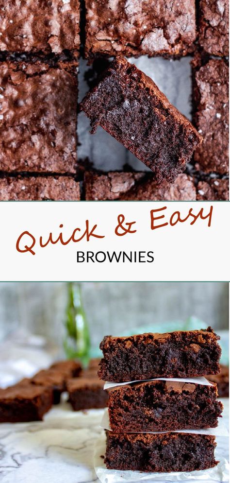 Quick And Easy Brownies, Easy Brownies Recipe, Quick Brownie Recipe, Quick Easy Brownies, Brownie Recipe With Cocoa, Chewy Brownies Recipe, Easy Brownies, Chewy Chocolate Brownies, Homemade Brownies Easy