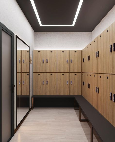 Gym Lounge Area Ideas, Gym Merchandise Display, Gym Showers Design, Gym Reception Design, Locker Room Ideas, Small Locker Room, Locker Room Design, Gym Locker Room, Dance Studio Design