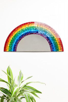 Modern Scandinavian House, Violet Bedroom, Mosaic Rainbow, Rainbow Bathroom, Rainbow Things, Rainbow Mirror, Mosaic Mirrors, Rainbow Mosaic, Rainbow House