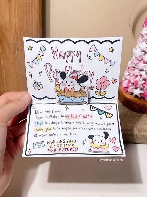 Bday Handmade Cards, Birthday Cards To Best Friend, Cute Bday Card Drawings, Happy Birthday Aesthetic Cards, Kartu Happy Birthday, Kpop Birthday Card Diy, Cute Card For Birthday, Aesthetic Birthday Cards For Bestie, Cards For Besties Birthday