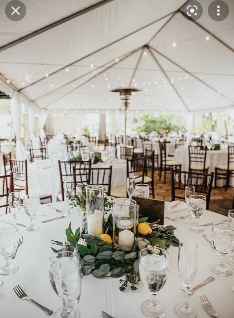 Outdoor Courtyard Wedding, Round Table Settings, Rustic Italian Wedding, Lemon Centerpieces, Round Wedding Tables, Romantic Blue, Round Table Decor, Courtyard Wedding, Mediterranean Wedding