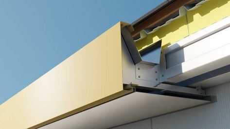 Aluminium Fascia - Bullnose Fascia Soffit & Optional Hidden Gutter - Metal Trims | Dales Fabrications Ltd - Aluminium Eaves Products | NBS BIM Library Fascia Gutter, Revit Families, Roof Cladding, Garden Cabins, Access Panels, Cladding Panels, Tiny House Floor Plans, Garage Interior, Aluminum Roof