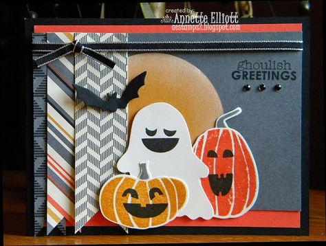 AEstamps a Latte...: SSC82: Ghoulish Greetings! Fall Paper Crafts, Carte Halloween, Halloween Cards Handmade, Fall Fest, Halloween 2014, Homemade Halloween, Halloween Card, Up Halloween, Thanksgiving Cards