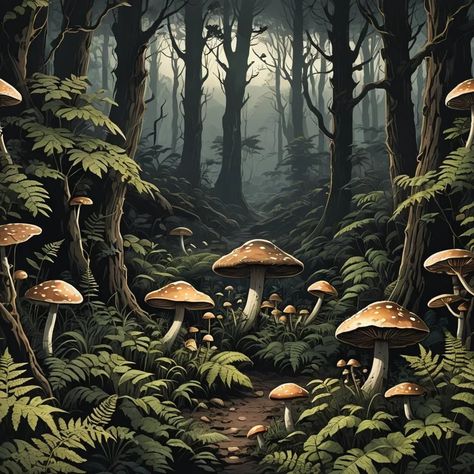 Dark mushroom forest 02 - AI Generated Artwork - NightCafe Creator Dark Mushroom Forest, Woodland Mural, Forest Landscape Painting, Mushroom Forest, Forest Art, Forest Landscape, Art Generator, Free Fun, Landscape Painting