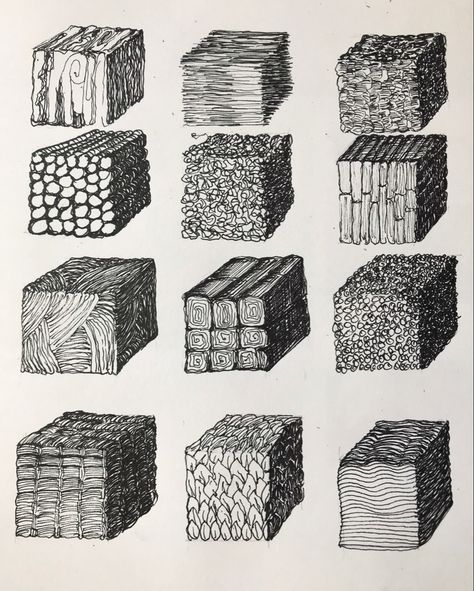 Pencil Tone Drawing, Invented Texture Drawing, Ink Texture Drawing, Material Drawing Texture, Pen Techniques Drawing, Drawing Texture Ideas, How To Draw Texture, Different Textures Drawing, Line Practice Drawing