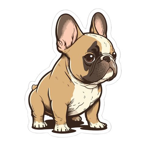 Kawaii French Bulldog, French Bulldog Cartoon Illustrations, French Bulldog Stickers, Frenchie Sticker, Cute French Bulldog Puppy, French Bulldog Illustration, Miniature Bulldog, French Bulldog Cartoon, Cutest Small Dog Breeds