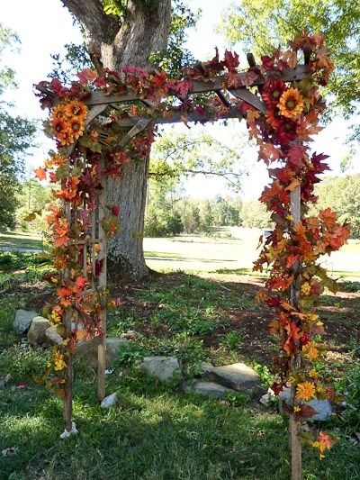 Harvest archway Fall Wedding Arches, Wedding Arch Rustic, Wedding Arbour, Outdoor Fall Wedding, Rustic Fall Wedding, Future Wedding Plans, Fall Wedding Decorations, Wedding Inspiration Fall, Fall Wedding Colors