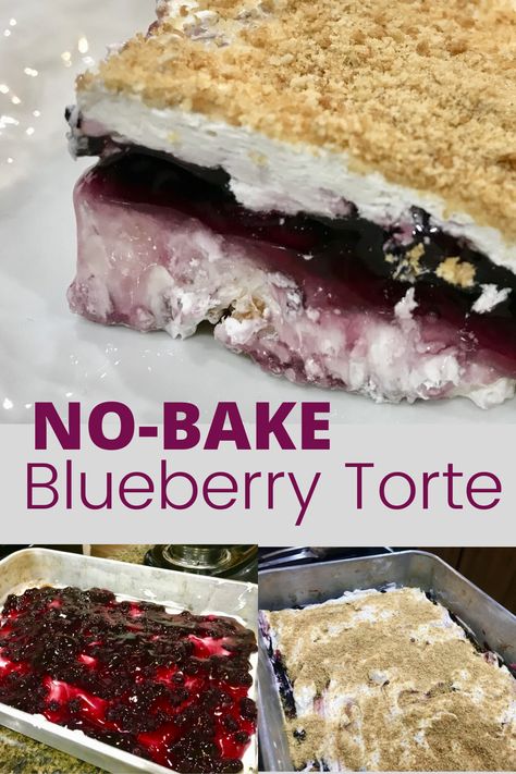 Blueberry Torte Recipes, Blueberry Lush Dessert, No Bake Lemon Blueberry Dessert, No Bake Lemon Blueberry Delight, Blueberry Cream Cheese Pie No Bake, Lemon Blueberry No Bake Cheesecake, No Bake Summer Berry Icebox Cake, Blueberry Torte, Blueberry Pudding