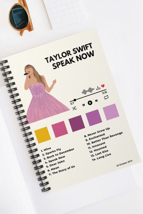 Speak Now Color Palette, Speak Now Merch, Taylor Swift Notebook, Taylor Swift Drawing, Swift Wallpaper, Taylor Swift Speak Now, Last Kiss, Speak Now, Dear John