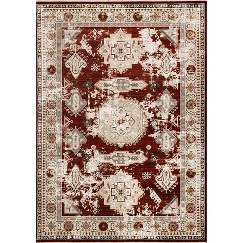 Sydney Collection - Red Cream Taupe Distressed Traditional Oriental Area Rug - Bed Bath & Beyond - 40327636 Background Colours, Rose Rug, Colorful Area Rug, Gold Rug, Textured Waves, Red Pattern, Neutral Rugs, Beige Rug, Rug Collection