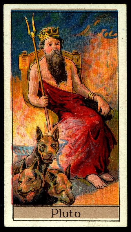 Cigarette Card - Pluto. "Mythological Gods & Goddesses". Hellenic Polytheism, Mythological Gods, Goddess Halloween, Greek Mythology Gods, Roman Gods, Greek Gods And Goddesses, Greek And Roman Mythology, Greek Mythology Art, Astrology Art