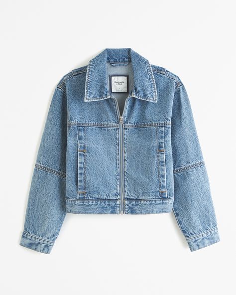 Dark Denim Jacket, Zara Girl, Women's Coats & Jackets, Zip Jacket, Dark Denim, American Apparel, Denim Women, Abercrombie Fitch, Coats For Women