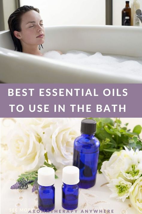 Using the right essential oils in your bath can transform an ordinary bath into a relaxing spa session. Don't settle for an ordinary bath anymore. Use a few drops of essential oil and see the magic that ensues. Essential Oils To Put In Bath, Essential Oils For Bathroom, Essential Oils Uses Chart, Live Naturally, Essential Oil Bath, Bath Benefits, Relaxing Essential Oils, List Of Essential Oils, Essential Oils 101