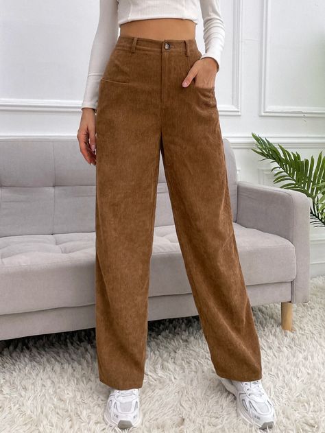 Corduroy Trousers Outfit, Corduroy Pants Outfit, Cotton Pants Women, Corduroy Pants Women, Trouser Outfit, Women Bottoms, Colored Pants, Women Pants, Simple Trendy Outfits