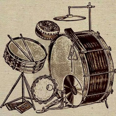 Vintage drum kits (1920s - 1930s) - Polarity Records Samm Bennett Ginger Baker, Ludwig Drums, Music Cartoon, Drum Pedal, Drum Heads, Drum Kit, Cow Bell, Percussion Instruments, Snare Drum