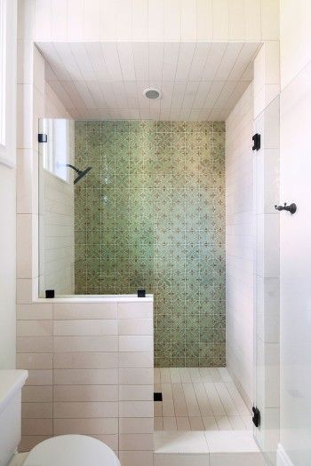 Pratt and Larson Tile Motif F 6x6 Shower Half Wall Shower, Tub To Shower Remodel, Tub To Shower Conversion, Bathroom Shower Walls, Upstairs Bathrooms, Bathroom Redo, Bathroom Layout, Bathroom Renos, Bathroom Design Small