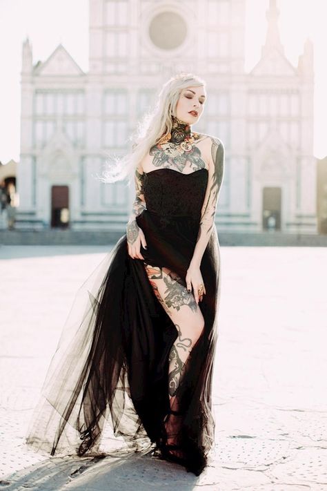 Black wedding dress from Sara Gambarelli | Misfit Wedding Wedding Dress Women, Black Strapless Gown, Black Weddings, Black Wedding Dress Gothic, Lace Sweetheart Wedding Dress, Black Wedding Dress, High Neck Wedding Dress, Gothic Wedding Dress, Alternative Wedding Dresses