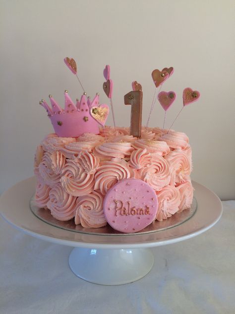 Happy 1st Birthday Cake, 1st Birthday Foods, Baby 1st Birthday Cake, Birthday Cake Pink, 1st Birthday Princess, 1st Bday Cake, Baby First Birthday Cake, Single Layer Cakes