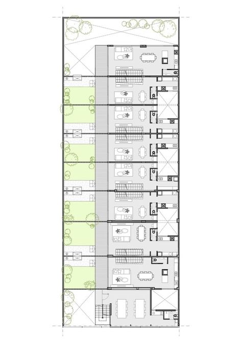 Apartment Plans Architecture, Apartment Complex Floor Plan, Small Row House Design, Small Apartment Complex, Small Apartment House, Row House Design, Retreat Home, Apartment Plan, Town House Architecture