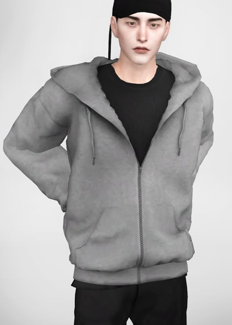 Loosefit zip up hoodie | 2sanghaec on Patreon Sims 4 Hoodie, Sims 4 Cc Male, Sims 4 Men Clothing, Sims 4 Hair Male, Sims 4 Male Clothes, Baggy Sweater, Sims 3 Mods, Boy Hoodie, Sims 4 Male