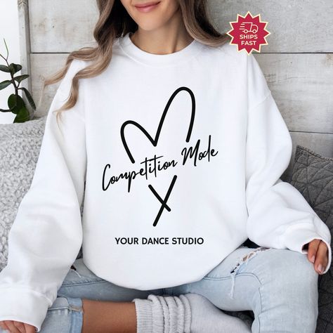 "Custom Dance Sweatshirt, Competition Mode Sweatshirt, Dance Competitions Gift Dance Teacher Competion Sweatshirt Gift for Coach Cheer dance ---------------------- 🛍️ How to Order Your Perfect T-Shirt 🌟 Welcome to our shop! We're thrilled you're here to customize your ideal T-shirt. To make your shopping experience seamless, follow these simple steps: 1️⃣ Explore All the Details: Take a close look at all the photos to ensure you know exactly what you're getting. 2️⃣ Size Matters: Use the convenient size chart in the dropdown menu and add each shirt to your cart one at a time. This ensures you get the perfect fit. 3️⃣ Color Your World: Select your favorite shirt color from the dropdown menu labeled \"Shirt Color.\" We offer a spectrum of choices to match your style. 4️⃣ Combine and Save: Dance Teacher Shirts Design, Dance Competition Shirt Ideas, Dance Team Outfits, Dance Team Clothes, Dance Competition Gifts, Fabric Outfits, Dance Stickers, Gift For Coach, Dance Sweatshirt