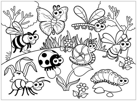 Insects to print - Beautiful Insects coloring page. From the gallery : Insects. Just Color Kids : Coloring Pages for Children : Discover all our printable Coloring Pages for Adults, to print or download for free ! Insect Coloring Pages Free Printable, Bugs Coloring Pages, Garden Preschool, Insect Coloring Pages, Insects Preschool, Bug Coloring Pages, Garden Coloring Pages, Garden Coloring, Insect Crafts