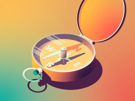 Compass Graphic Design, Watch Illustration, Compass Illustration, Pirate Compass, Compass Art, Gradient Art, Hot Wheels Garage, Logo Design Tutorial, Compass Design