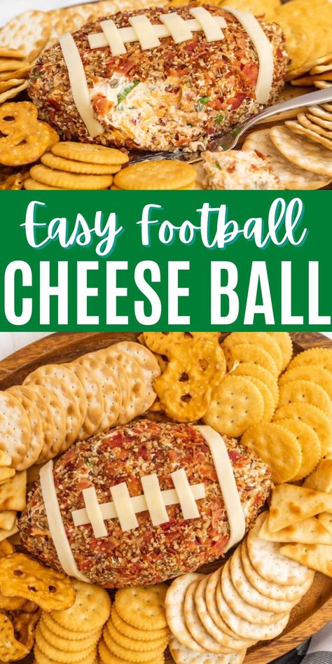 Football Cheese Ball - Eating on a Dime Onion Cheese Ball, Football Cheese Ball, Football Themed Food, Superbowl Party Appetizers, Super Bowl Party Snacks, Cheese Ball Recipes Easy, Football Appetizers, Football Party Foods, Cheese Ball Recipe