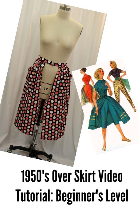 1950's Overskirt Video Tutorial: Beginner's Sewing Vintage Outfits Skirts, Diy Clothes Easy, My Season, Fashion Sketching, 1950 Fashion, Outfits 70s, Diy Clothes Videos, Love Lucy, Easy Sewing Patterns