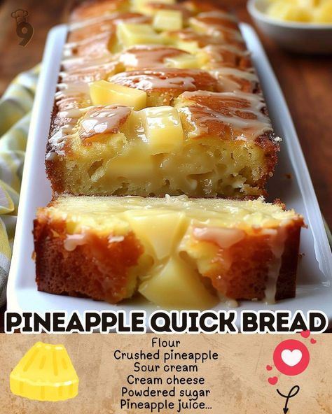 Pineapple Quick Bread, Recipe Deli, Pineapple Dessert Easy, Simple Delicious Recipes, Pineapple Bread, Quick Bread Recipe, Easy Family Recipes, Pineapple Desserts, Cheap Meal