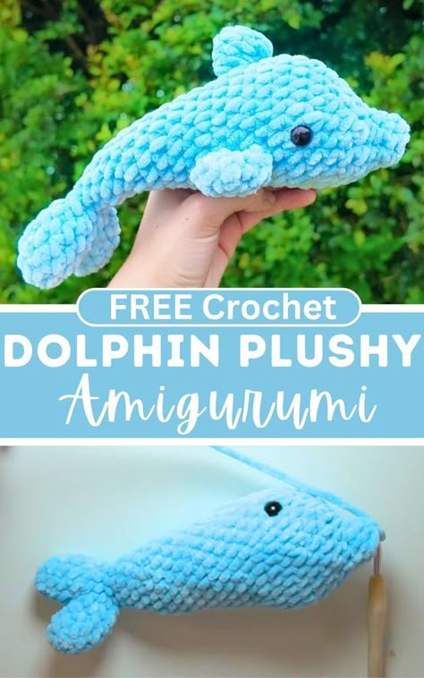 Crochet Dolphin Plushy Amigurumi Ocean Animals Free Pattern, Free Crochet Patterns Sea Animals, Sea Animals Crochet Pattern Free, Crochet Dolphin Free Pattern Amigurumi, Crochet Ocean Animals Free Pattern, Dolphin Amigurumi Free Pattern, Summer Crochet Plushies, Seal Crochet Pattern Free, Crochet Sea Animals Free Pattern