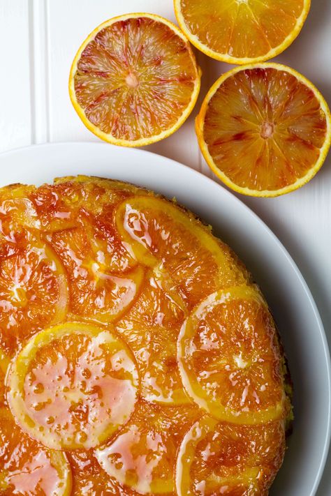 Orange Upside Down Cake, Blood Orange Recipes, Fruity Recipes, Orange Cake, Upside Down Cake, Orange Recipes, Fat Free, Blood Orange, Greek Recipes