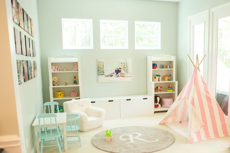 Kids Playroom Colors, Bright Playroom, Loft Playroom, Ikea Playroom, Colorful Playroom, Basement Playroom, Girls Playroom, Ikea Kids, Home Greenhouse