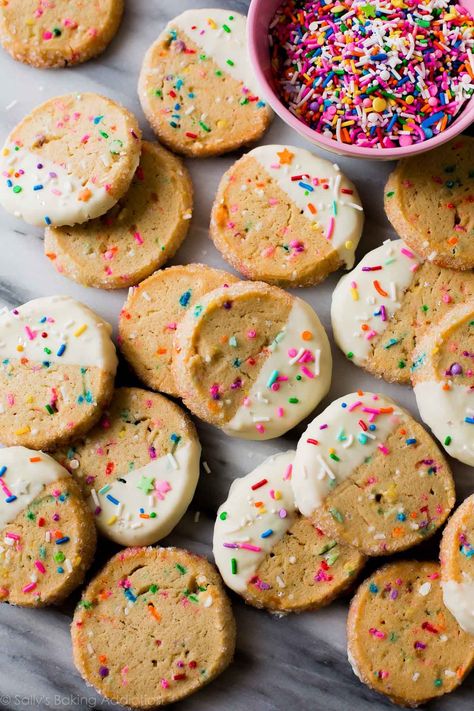 Loaded Cookies, Funfetti Sprinkles, Sprinkles Cookies, Slice And Bake Cookies, Sallys Baking, Funfetti Cupcakes, Funfetti Cookies, Unicorn Cookies, Sally's Baking